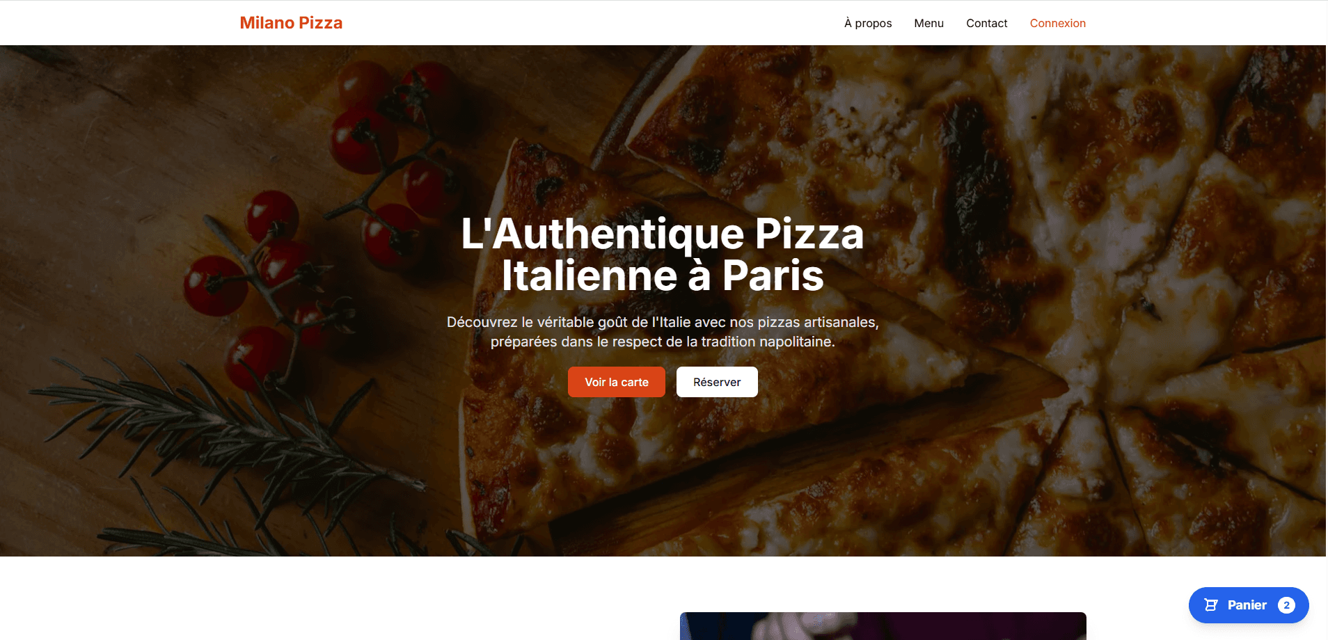 E-commerce Moderne - Pizzeria - Projet de développement web par Tristan Leproux. Plateforme e-commerce complète avec panier, paiement et gestion des commandes.